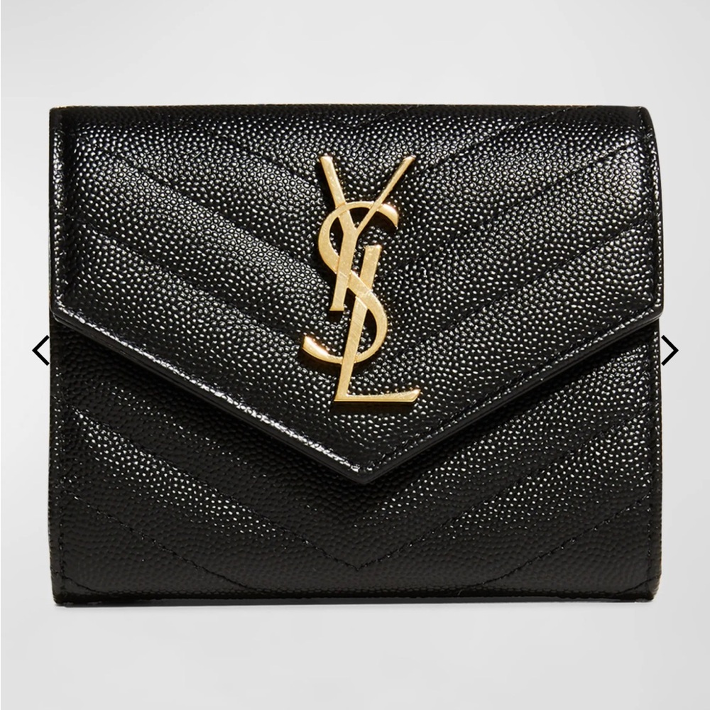 YSL black monogram trifold wallet
